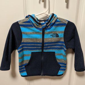 6-12mo Baby blue striped North Face fleece jacket